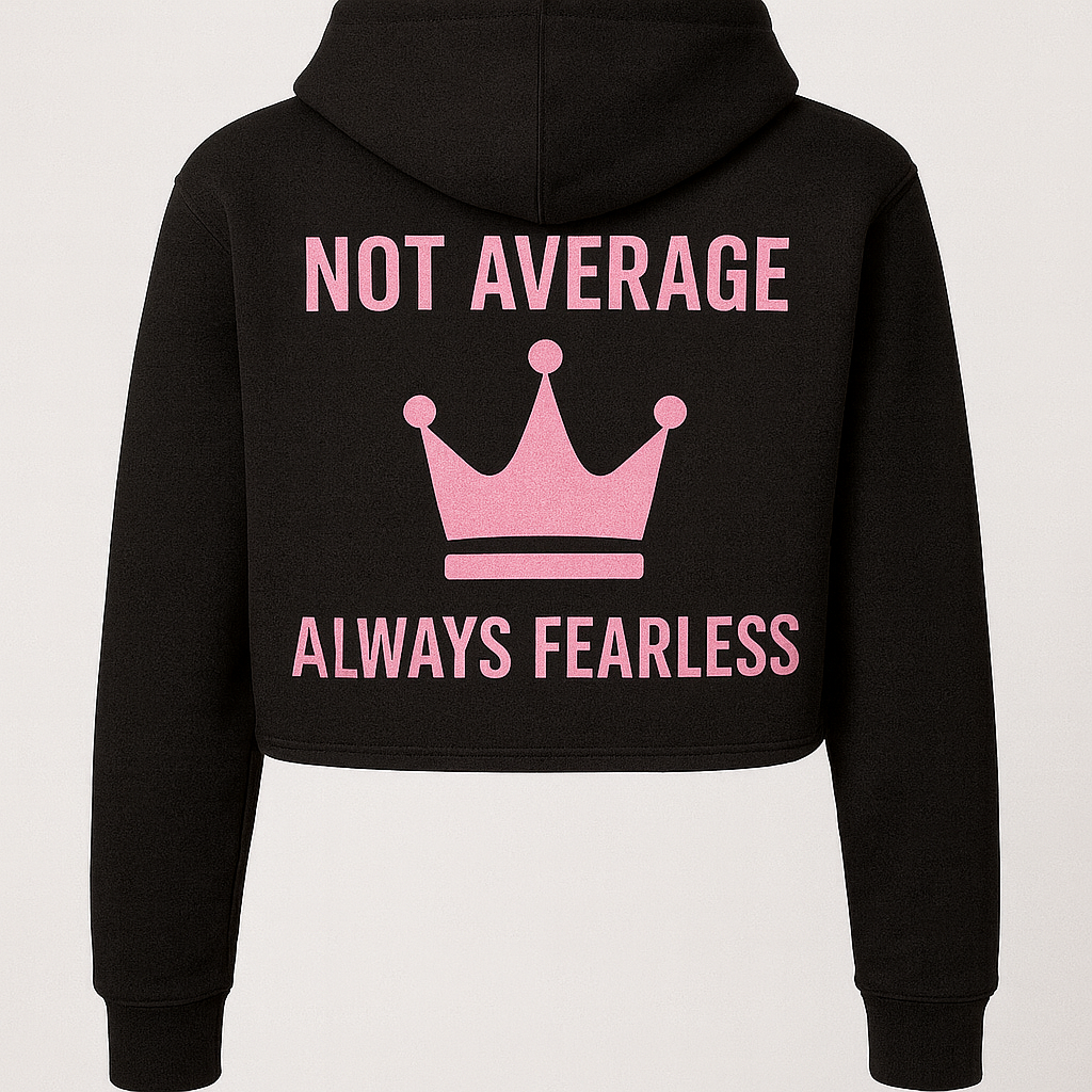 Fearless Crown Cropped Hoodie – Black & Pink Edition