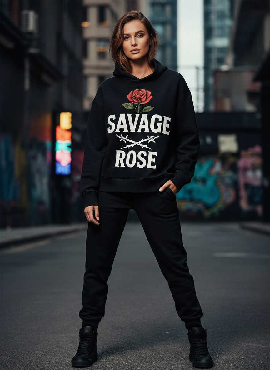 Savage Rose Luxury Pullover Hoodie