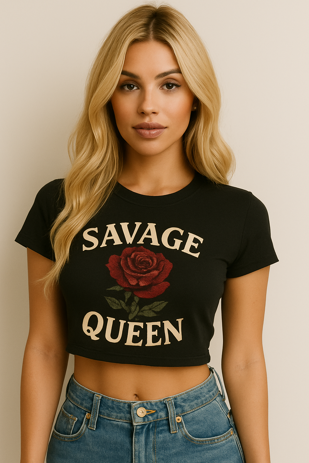 Savage Queen Black Crop Tee – Savage Rose Collection